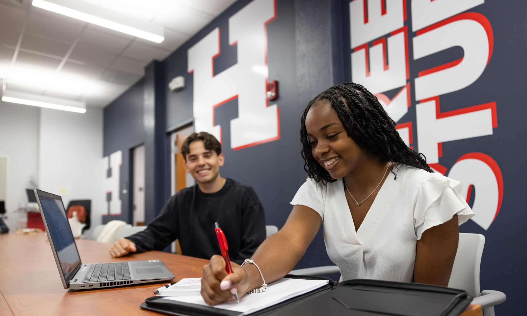 Students in the career studio