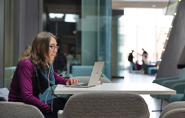 Adult Degree Student studying in Hursey Center