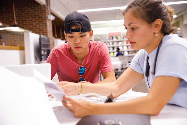 two students studying