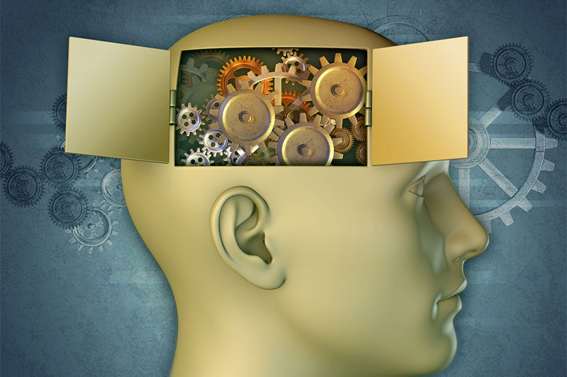 Image of door open to mechanical brain