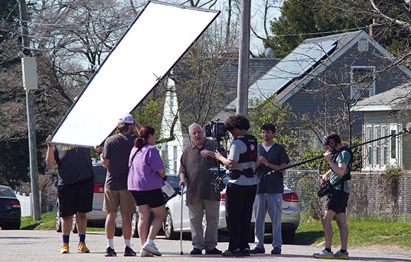 cinema students in field