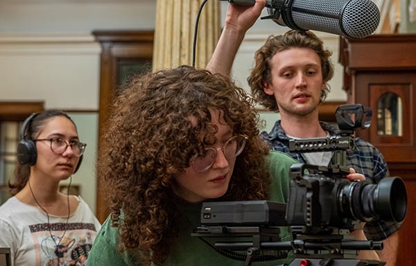 Students with video cameras