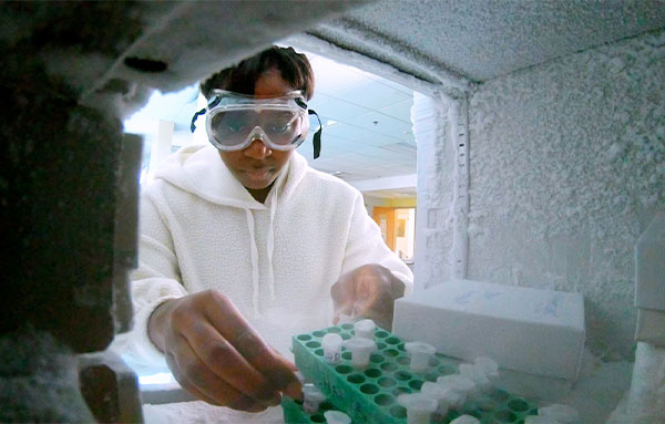student doing research in a lab