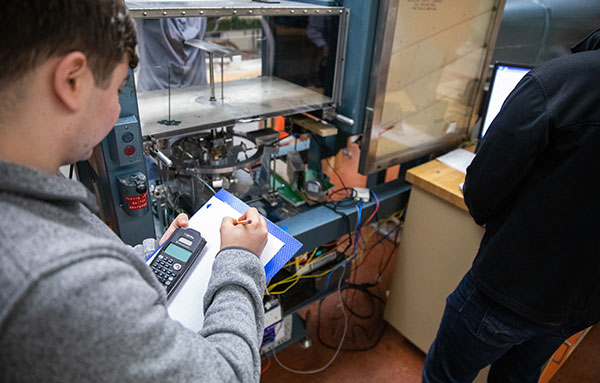 student working in lab