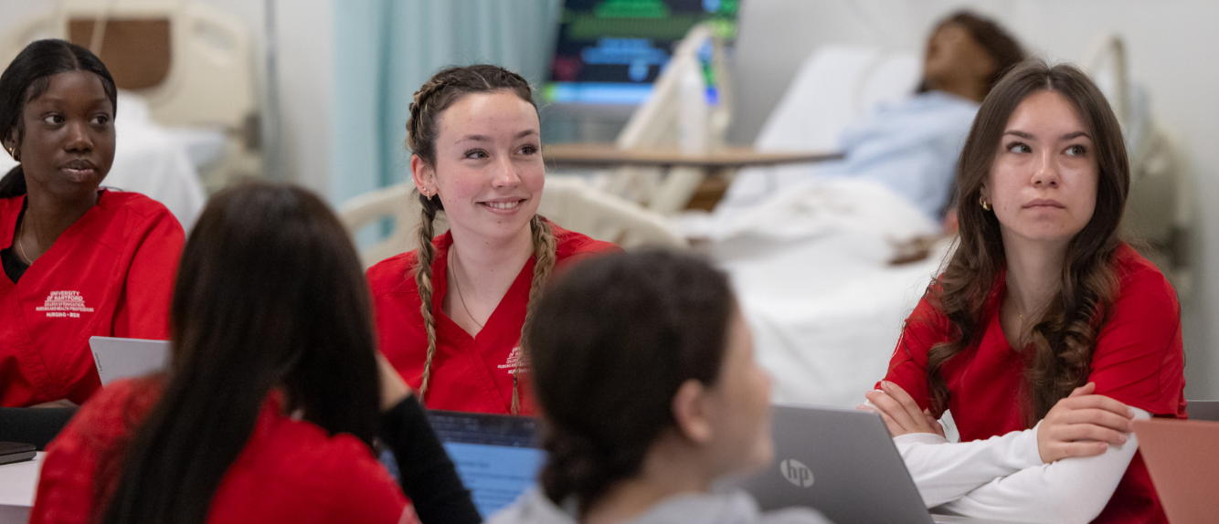 nursing student working in uhart's sim lab