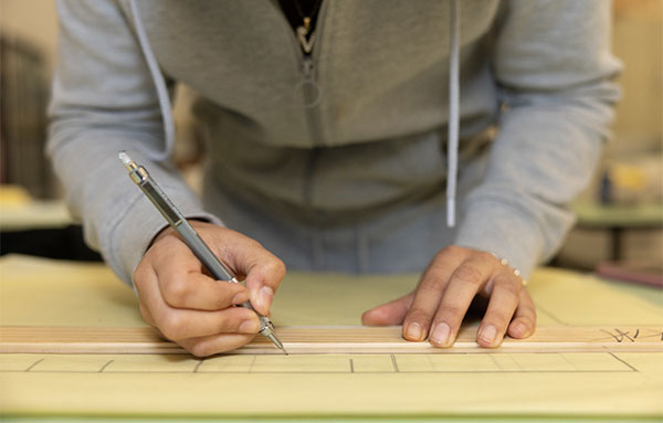 Architecture student working on a project