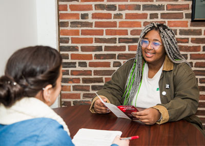 UHart student having a career counseling appointment.