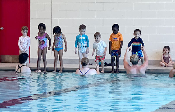 pool time with swimming noodles