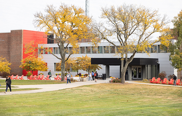 students walking on campus