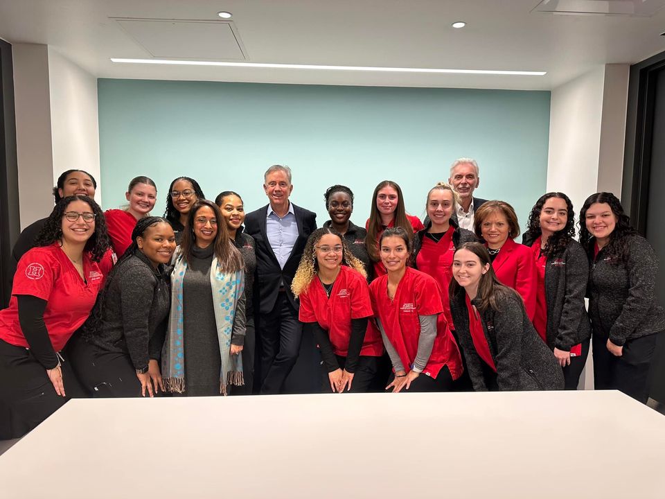 Lamont with Steve Mulready and Ces Thompson with UHart nursing students