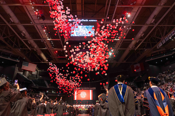 balloon drop at Commencement 2026