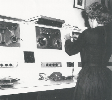 photo of Nina Paranov Fagan at work in Hartt recording studio