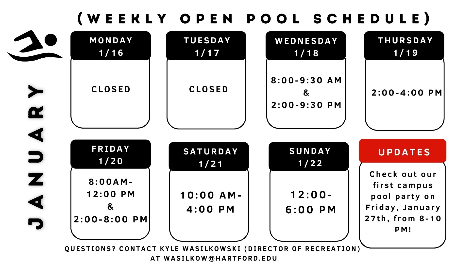 Open Pool & Court Hours University of Hartford