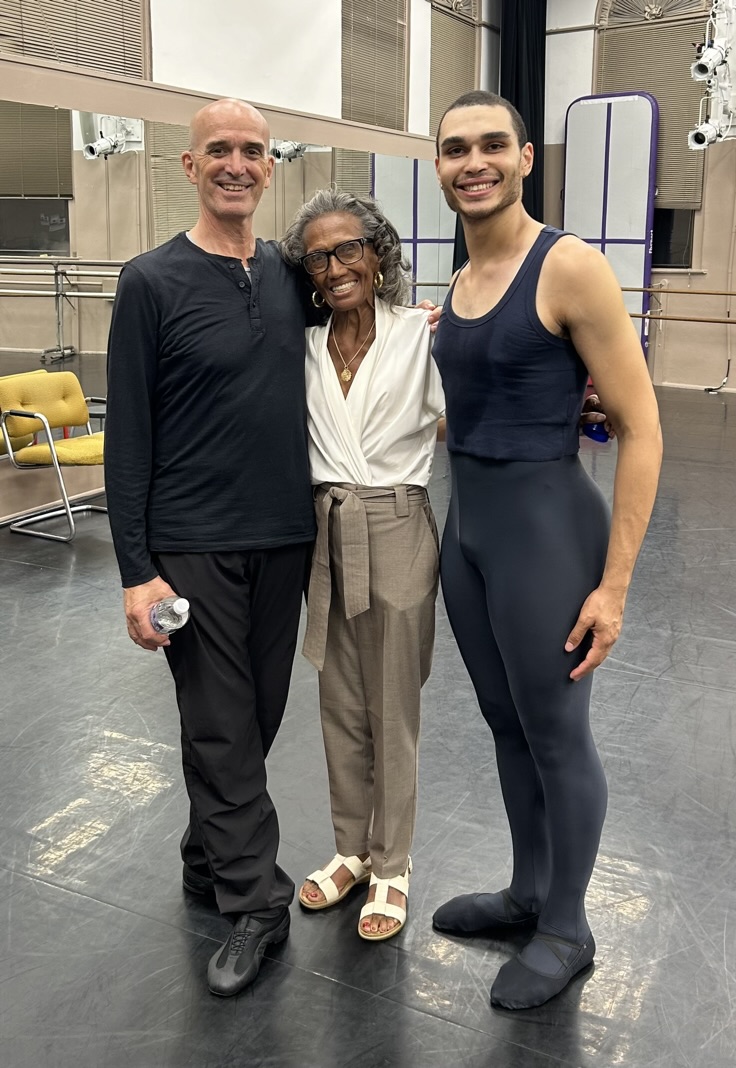 James O'Gilvie '24 with Philadanco Artistic Director Joan Myers Brown and Stephen Pier.