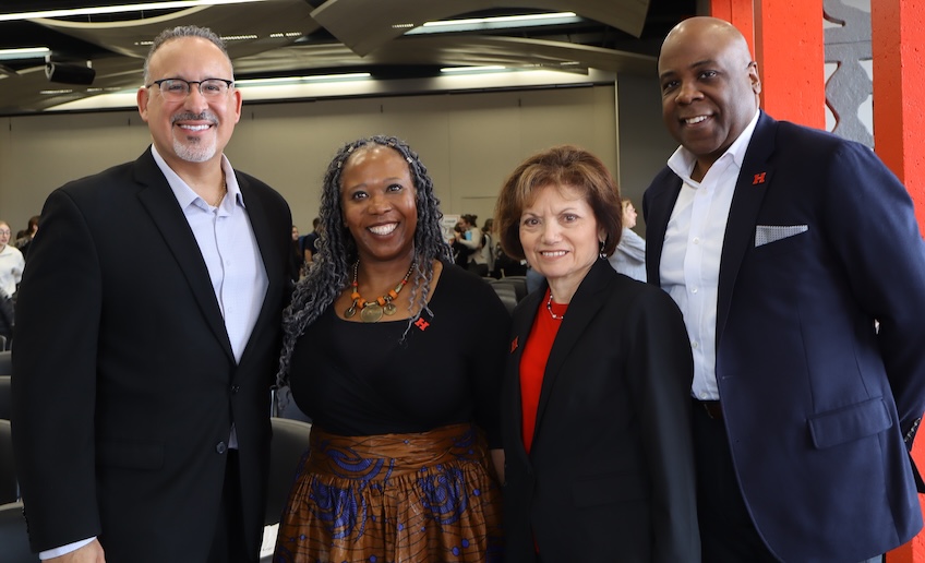 Miguel Cardona, ENHP Education Program Interim Chair, Christina Swaidan, ENHP Dean Cesarina Thompson, and UHart President Larry Ward.