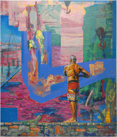 DIVERS XI, oil acrylic and concrete on canvas.